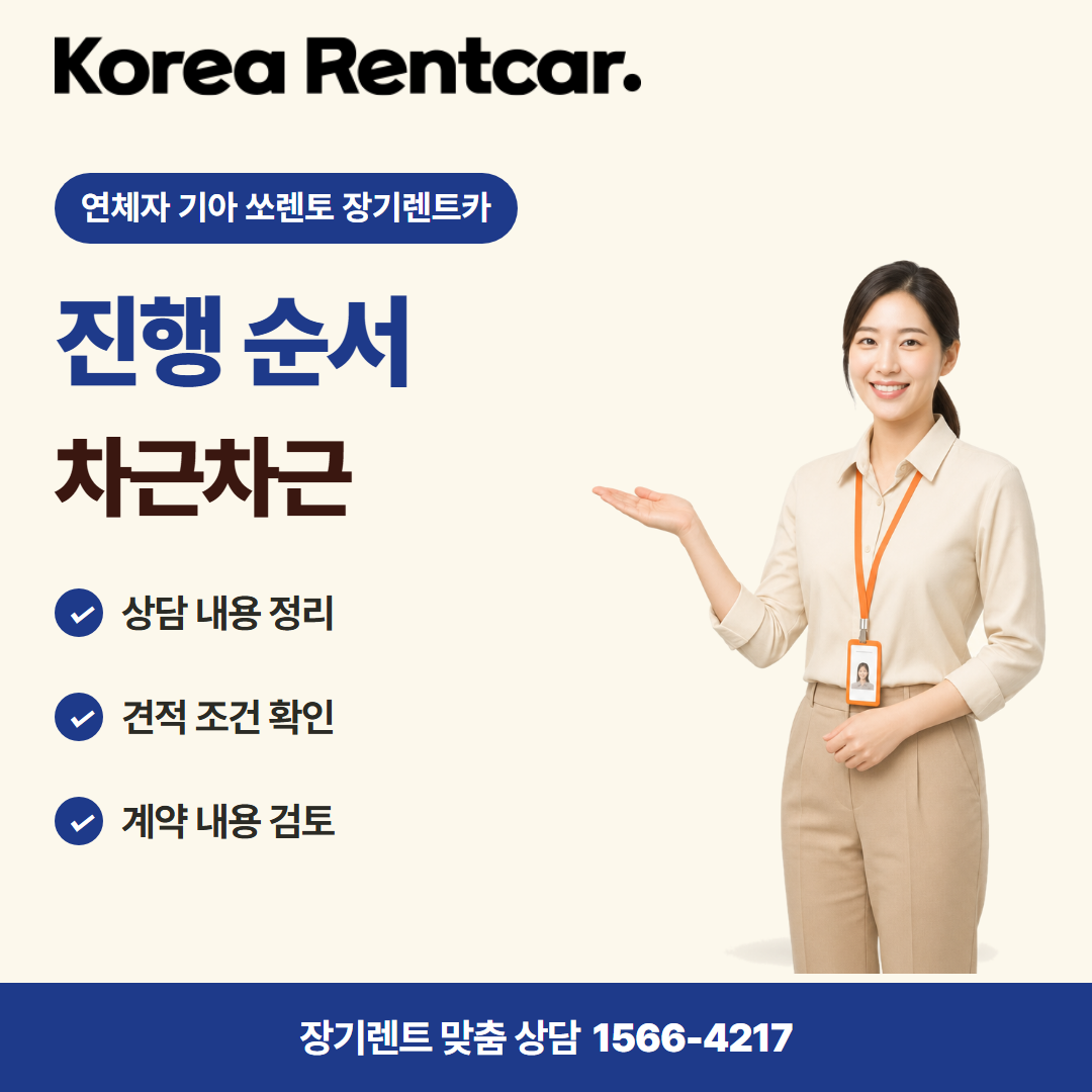 연체자 기아 쏘렌토 장기렌트카 · 이용 절차 카드뉴스